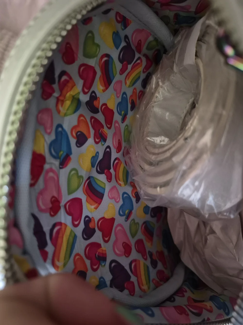 NWT Loungefly White Rainbow Heart Mini Backpack - Lisa Frank